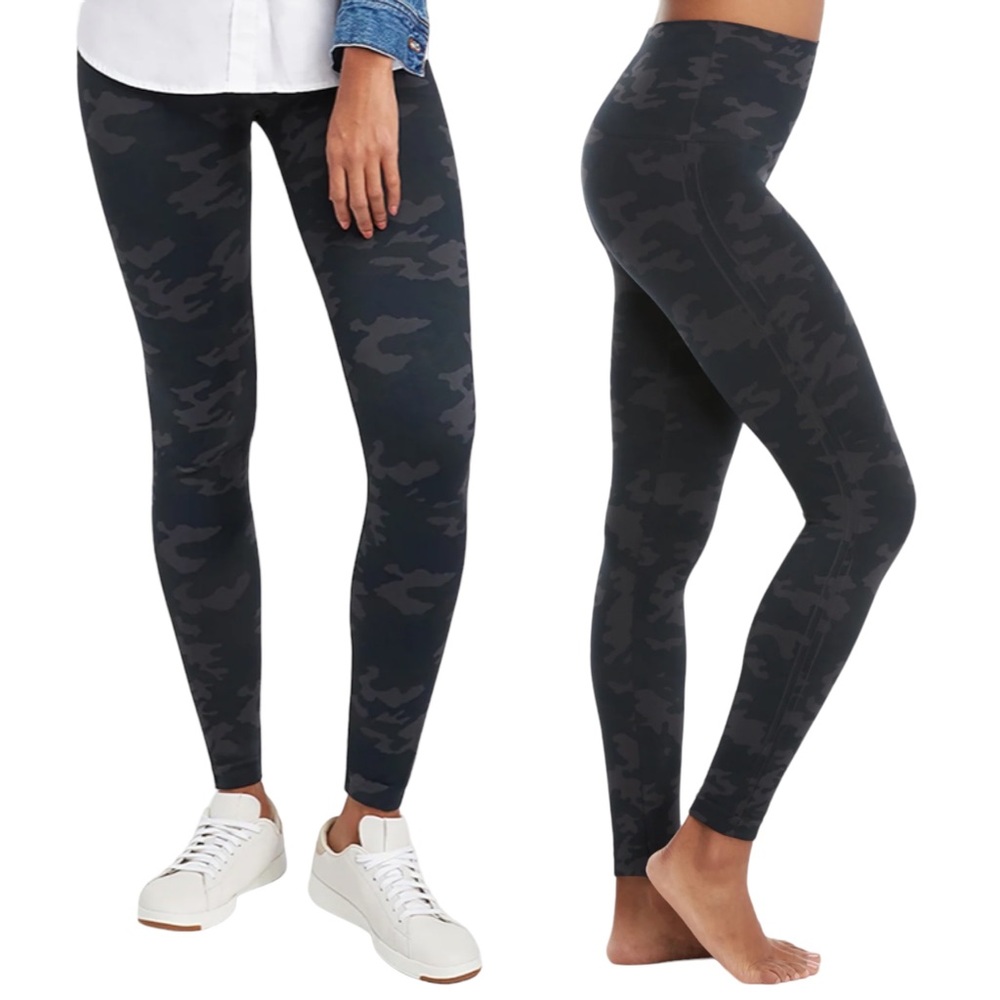 Spanx | Look At Me Now Camo Seamless Leggings Black Gray Size Medium
